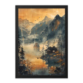 Japanese Landscape Wall Art, Oriental Zen Art, Mountain Lake Print, Asian Home Decor, Nature Inspired Artwork, Housewarming Gift Idea - Tawshia